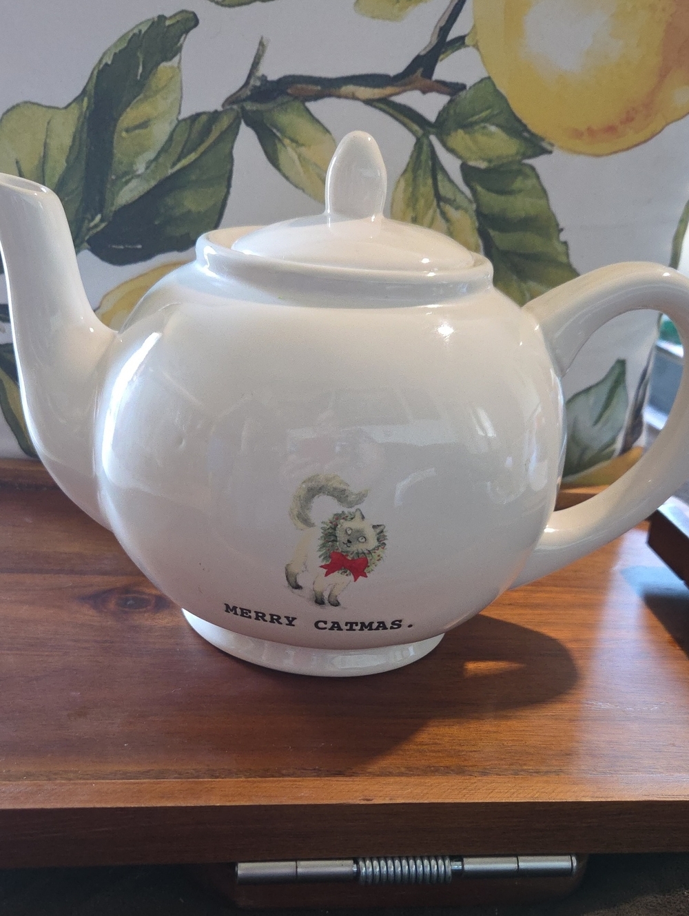 Rae Dunn Artisan Collection Merry Catmas Teapot